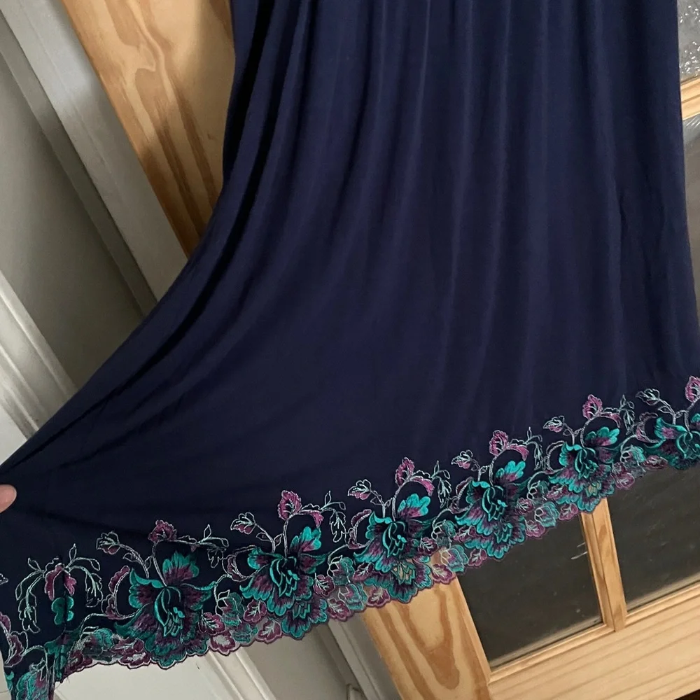 Soma Floral Embroidered Nightie Slip Dress Women's L Mesh Trim Padded Coquette - Picture 7 of 8